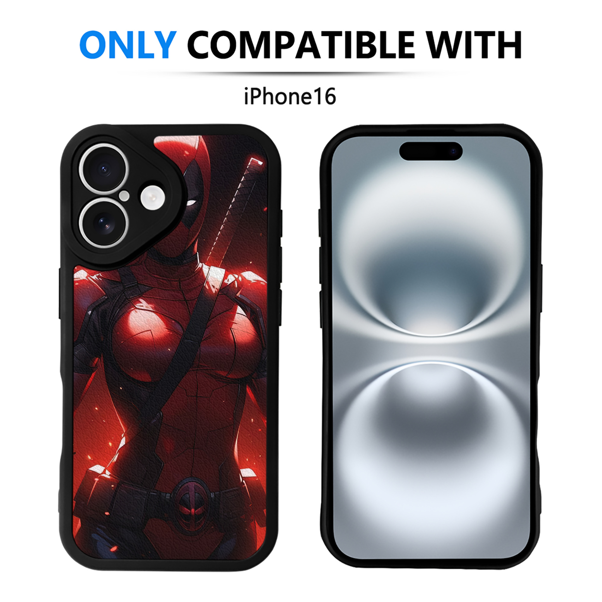 （画像用） Deadpool デッドプール 【iPhone 16シリーズ対応】シリコンスマホケース（レザー調） 材質：シリコン